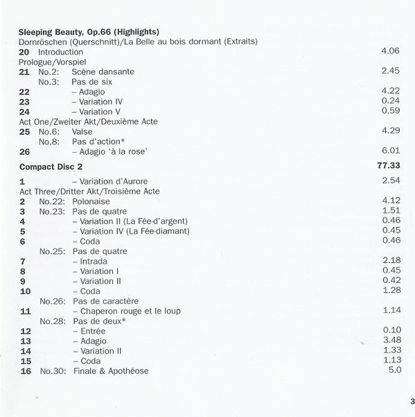 Pyotr Ilyich Tchaikovsky, Yehudi Menuhin, Philharmonia Orchestra, Efrem Kurtz : Swan Lake / Sleeping Beauty / The Nutcracker Highlights (2xCD, Comp, RM)
