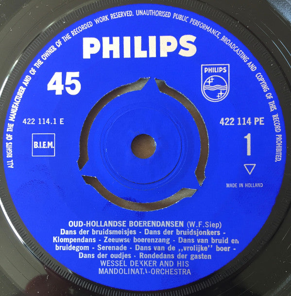 Wessel Dekker And His Mandolinata-Orchestra : Oud-Hollandse Boerendansen (7", EP)