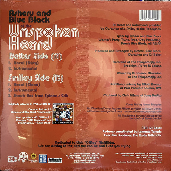 Asheru and Blue Black of The Unspoken Heard : Better / Smiley (12", RE)