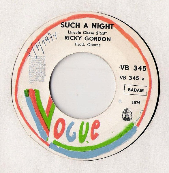 Ricky Gordon : Such A Night / Somebody Else (7", Single)