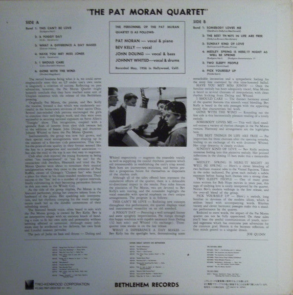 The Pat Moran Quartet : The Pat Moran Quartet (LP, Album, Mono, RE)