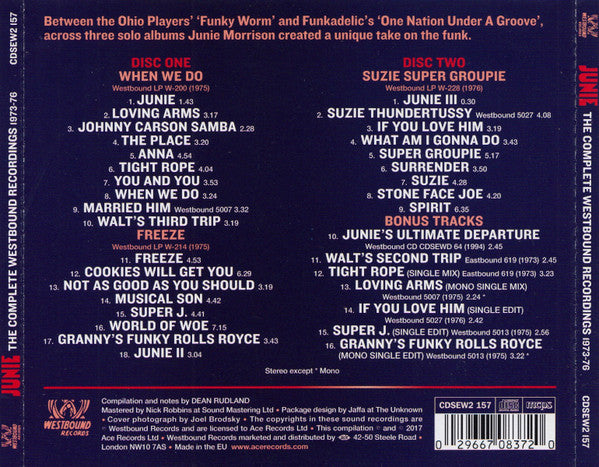 Junie Morrison : The Complete Westbound Recordings 1973-76 (2xCD, Comp, Mono)