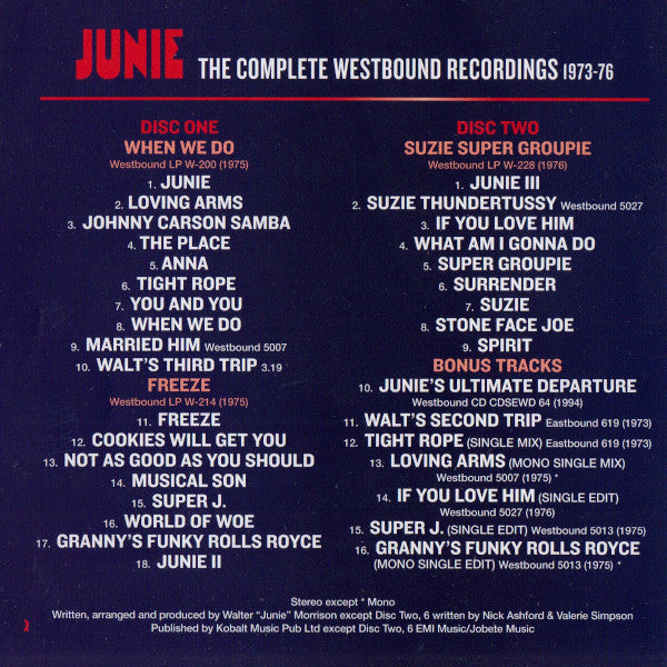 Junie Morrison : The Complete Westbound Recordings 1973-76 (2xCD, Comp, Mono)