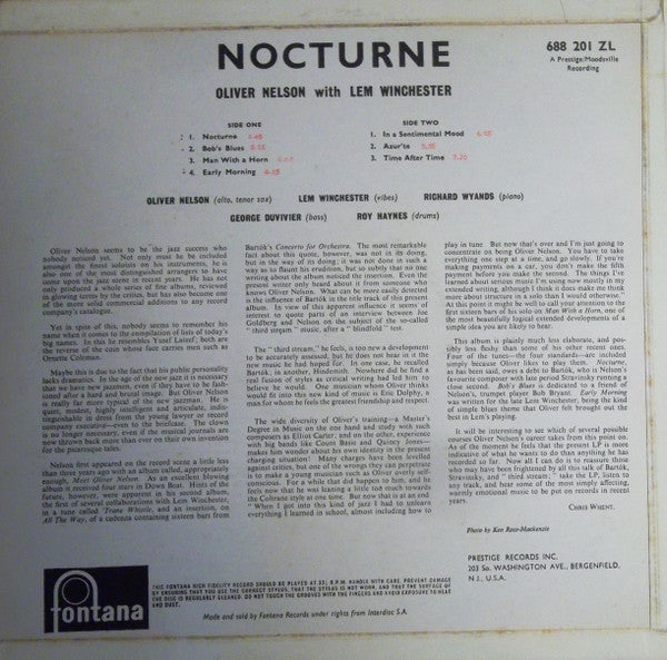 Oliver Nelson With Lem Winchester : Nocturne (LP)