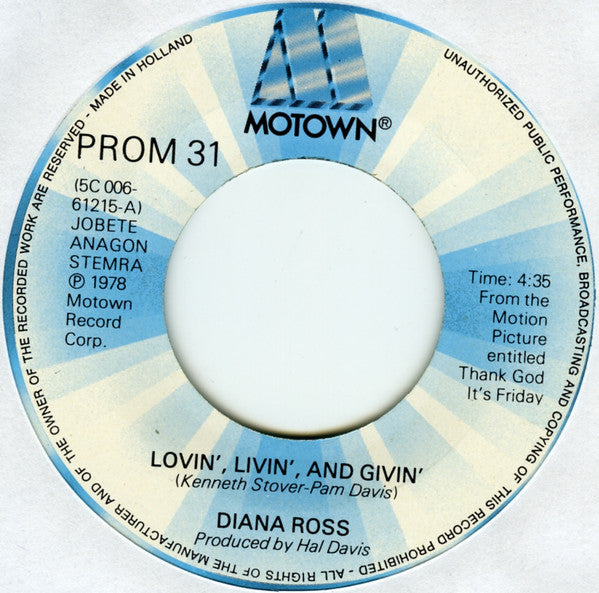 Diana Ross, Rick James : Lovin' Livin' and Givin' / You And I (7", Single, Promo, Mis)
