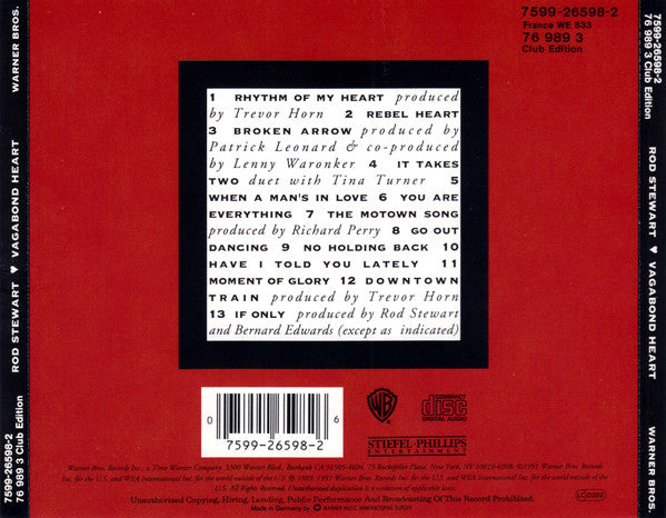 Rod Stewart : Vagabond Heart (CD, Album, Club)