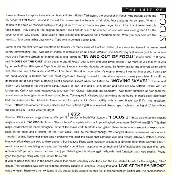 Focus (2) : Hocus Pocus The Best Of Focus (CD, Comp)