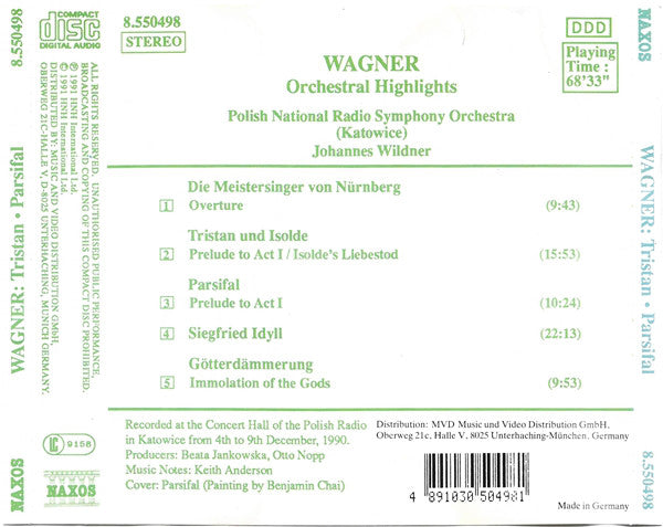 Richard Wagner - Wielka Orkiestra Symfoniczna Polskiego Radia I Telewizji, Johannes Wildner : Orchestral Highlights (CD, Comp)
