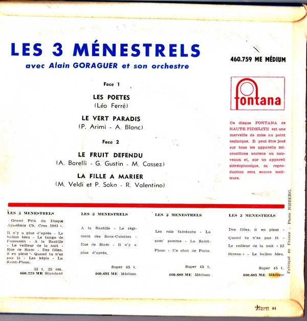 Les Trois Ménestrels : Les 3 Menestrels (7", EP)