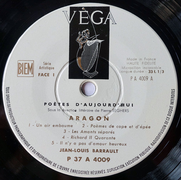 Aragon* Dit Par Jean-Louis Barrault : Aragon Dit Par Jean-Louis Barrault (7", EP)
