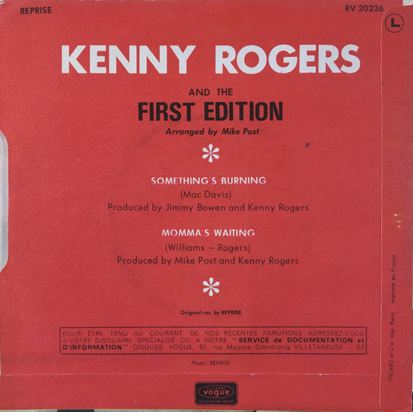 Kenny Rogers & The First Edition : Something's Burning (7", Single)