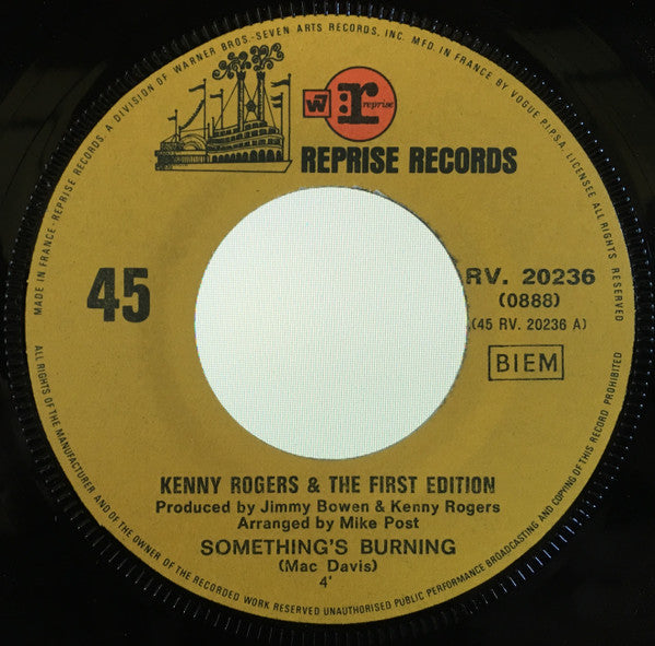 Kenny Rogers & The First Edition : Something's Burning (7", Single)