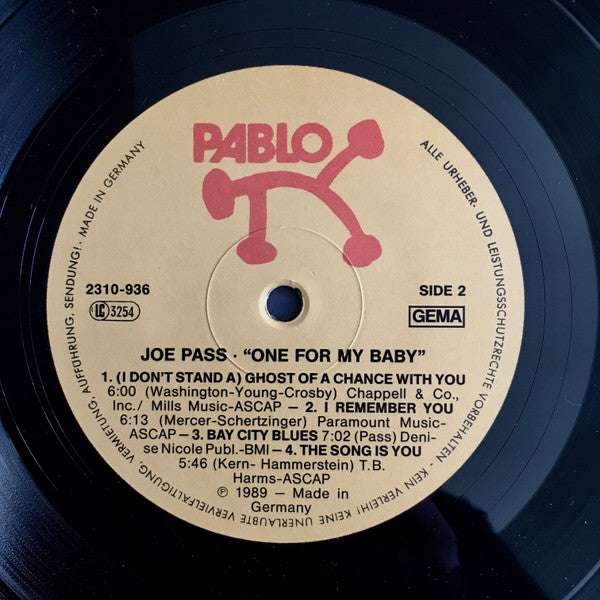 Joe Pass : One For My Baby (LP, Album)