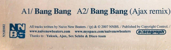 Naive New Beaters : Bang Bang (12", EP)