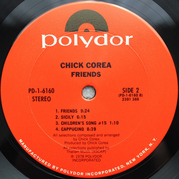 Chick Corea : Friends (LP, Album, Pit)