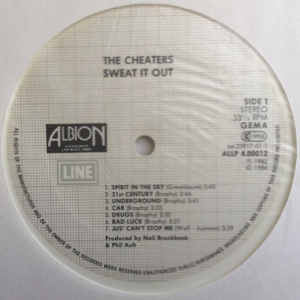The Cheaters : Sweat It Out (LP, Album, Whi)