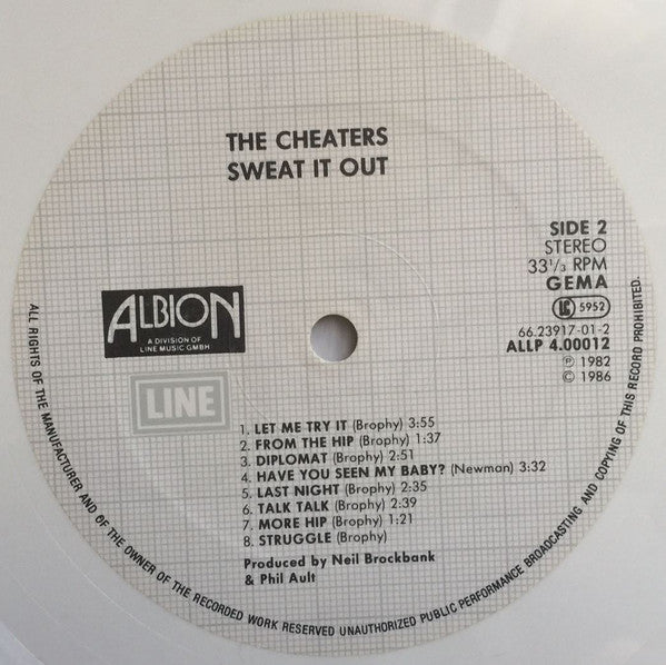 The Cheaters : Sweat It Out (LP, Album, Whi)