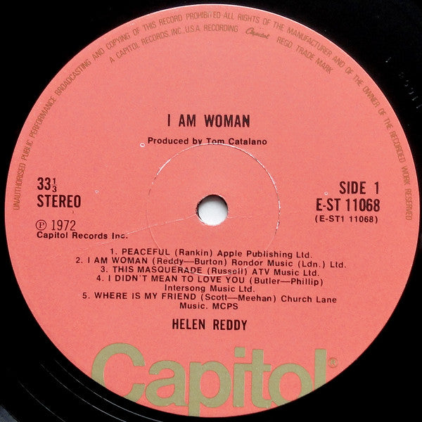 Helen Reddy : I Am Woman (LP, Album, RP, Tex)