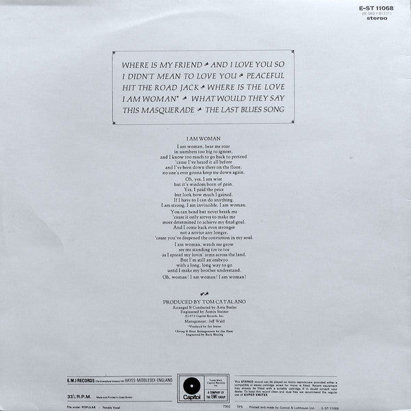 Helen Reddy : I Am Woman (LP, Album, RP, Tex)