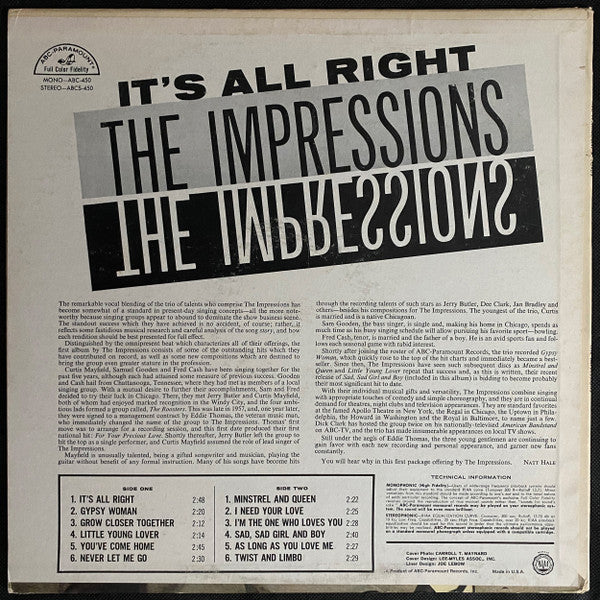 The Impressions : The Impressions (LP, Album, RE)