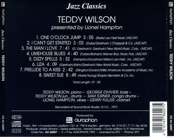 Teddy Wilson : Jazz Classics (CD, Album, RE)