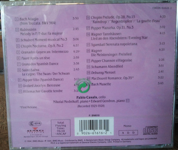 Pablo Casals : Early Recordings 1925 - 1928 (CD, Comp, Mono, RM)