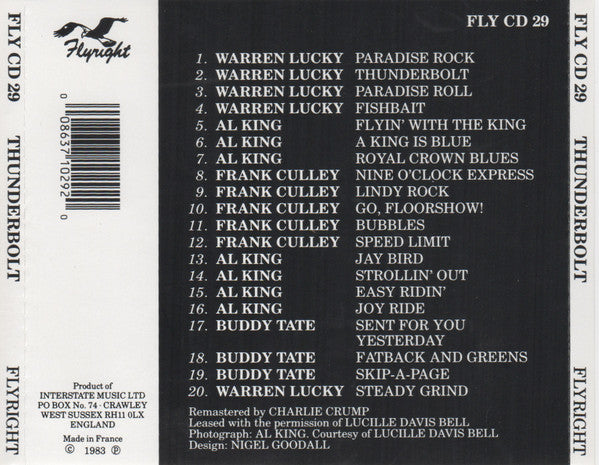 Various : Thunderbolt - R'n'B Sax Instrumentals (CD, Comp)