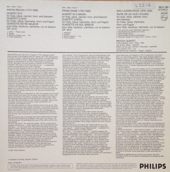 Anton Reicha - Reicha Quintet, Franz Danzi, Max Laurischkus : Reicha - Danzi -Laurischkus (LP)