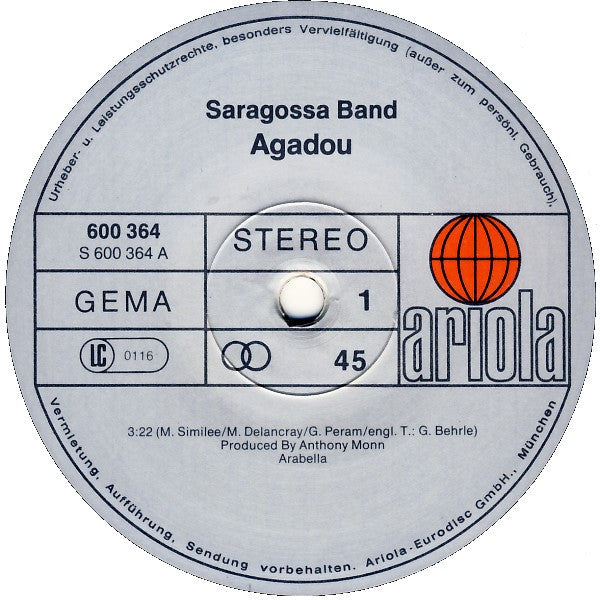 Saragossa Band : Agadou (12", Maxi)