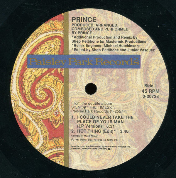 Prince : I Could Never Take The Place Of Your Man (12", Maxi, All)