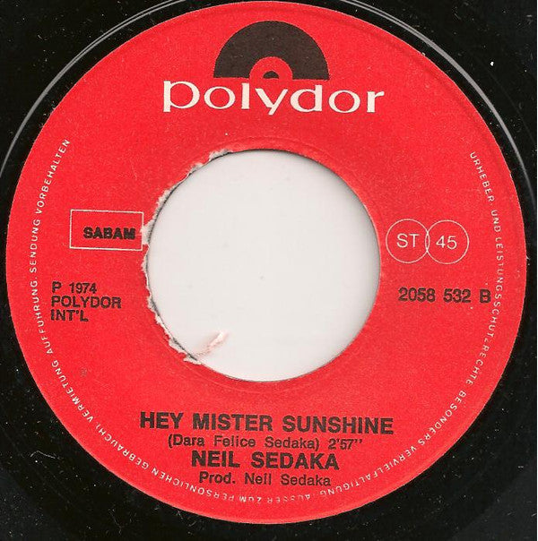 Neil Sedaka : Bad Blood (7", Single)