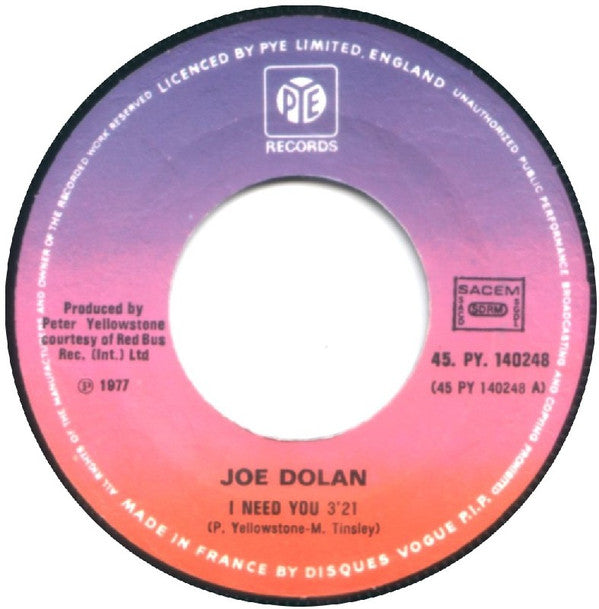 Joe Dolan : I Need You (7", Single)