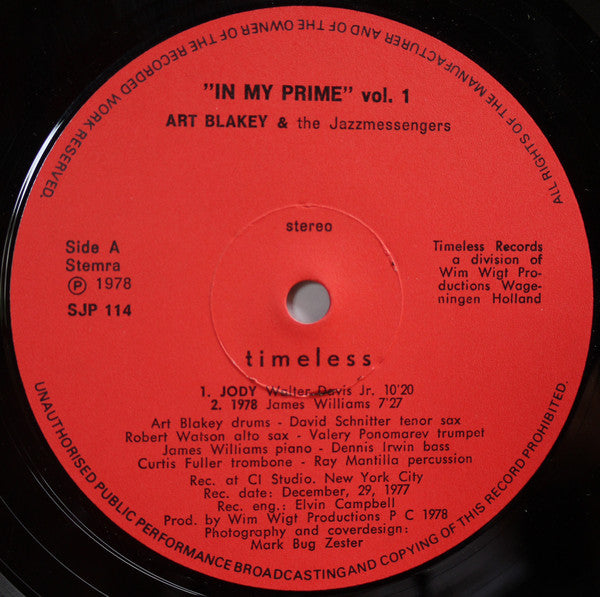 Art Blakey & The Jazz Messengers : In My Prime Vol. 1 (LP, Album)