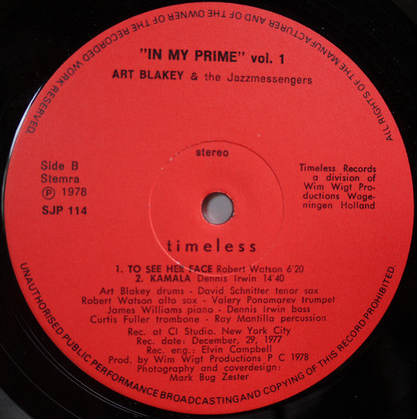 Art Blakey & The Jazz Messengers : In My Prime Vol. 1 (LP, Album)