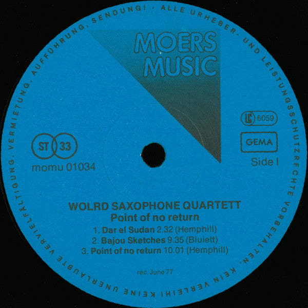 World Saxophone Quartet : Point Of No Return (LP, Album)