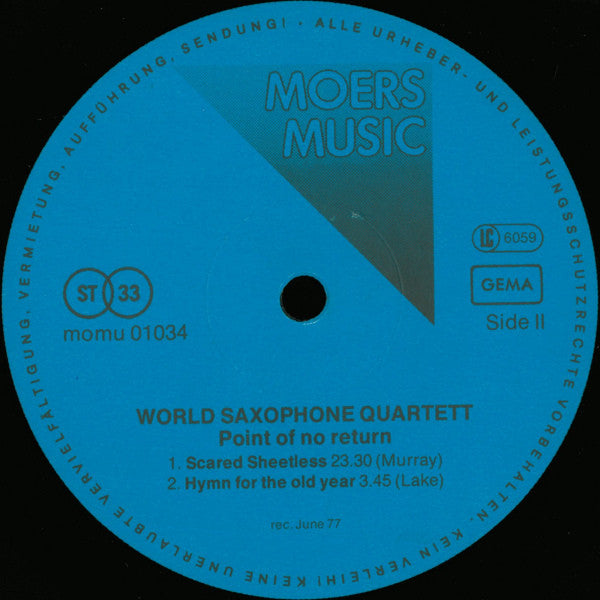 World Saxophone Quartet : Point Of No Return (LP, Album)