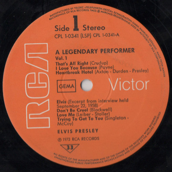 Elvis* : A Legendary Performer - Volume 1 (LP, Comp)