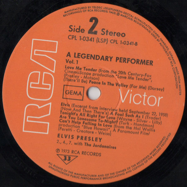 Elvis* : A Legendary Performer - Volume 1 (LP, Comp)