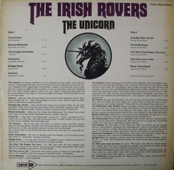 The Irish Rovers : The Unicorn (LP, Album)