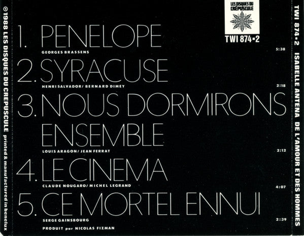 Isabelle Antena : De L'Amour Et Des Hommes (CD, EP)