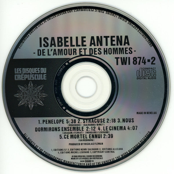 Isabelle Antena : De L'Amour Et Des Hommes (CD, EP)
