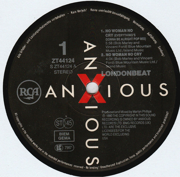 Londonbeat : No Woman No Cry (12", Maxi)