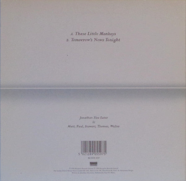 Jonathan Fire*Eater : These Little Monkeys (7", Single, Num)