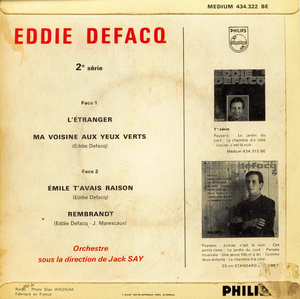 Eddie Defacq : L'étranger (7", Mono)