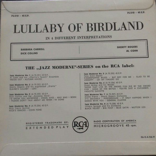 Various : Lullaby Of Birdland (7", EP, Mono)