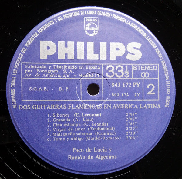 Paco De Lucía Y Ramón De Algeciras : Dos Guitarras Flamencas En America Latina (LP, Album, RE)