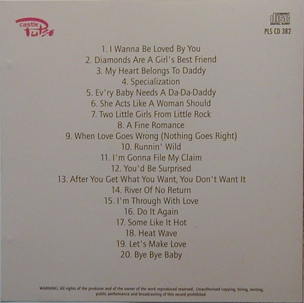 Marilyn Monroe : I Wanna Be Loved By You (CD, Comp, RE, RM, Lyn)