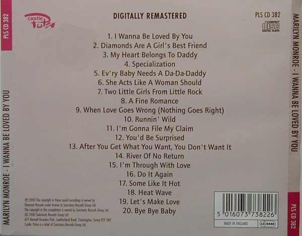 Marilyn Monroe : I Wanna Be Loved By You (CD, Comp, RE, RM, Lyn)