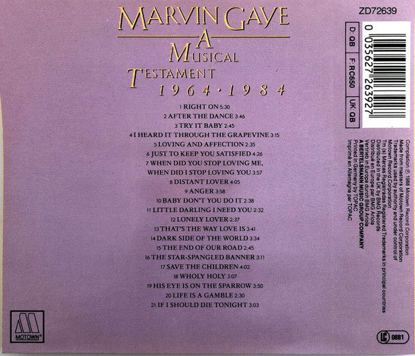 Marvin Gaye : A Musical Testament 1964 - 1984 (CD, Comp)