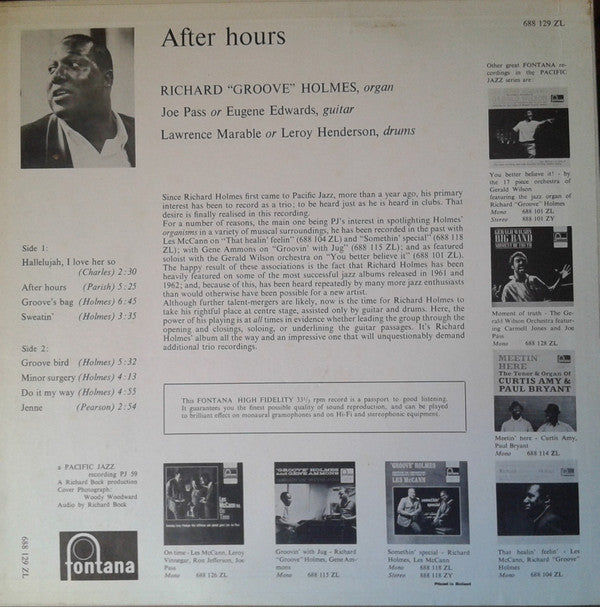 Richard "Groove" Holmes : After Hours (LP, Album)